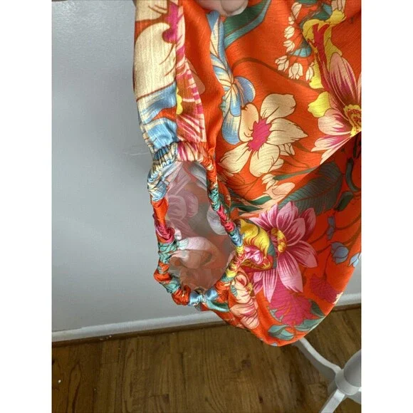 Umgee Floral Kimono Sleeve Crop Top Sz XL Boho Multicolor Colorful NWT - Picture 3 of 8